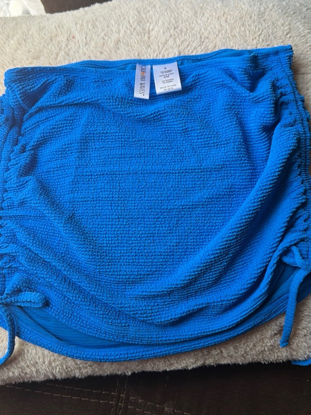 California Waves Electric Blue Ruched Swim Skort